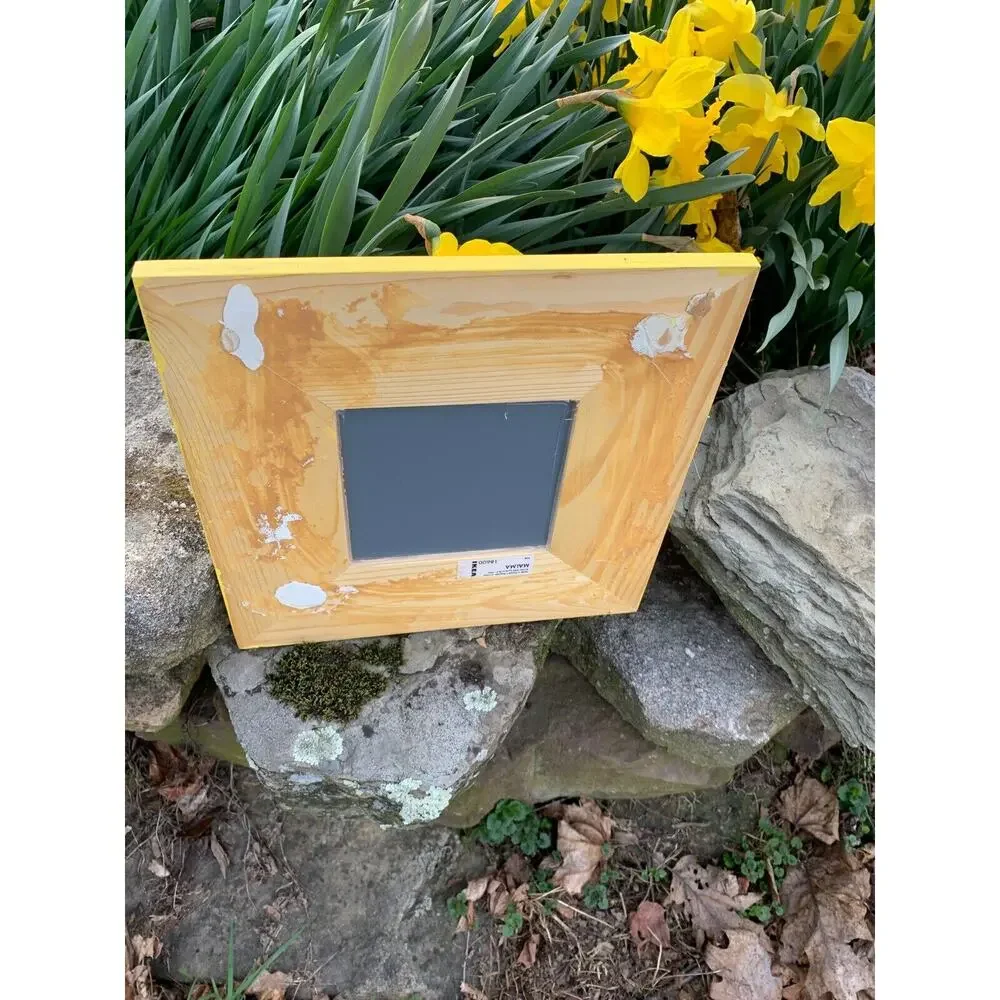 Handpainted ReFab Mirror Wall 10 x 10 Yellow with Dogwood Flowers Wall Hanging